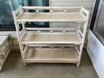 Rattan and Bamboo Storage shelf and Rattan and Bamboo Bar Cart