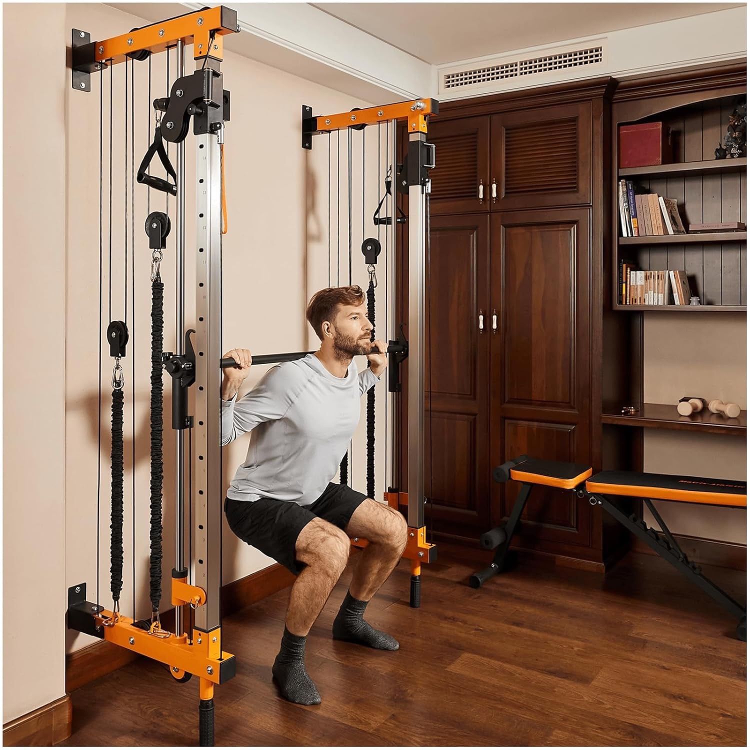 Wall Mount Smith Machine, Power Cage Rack, Cable Crossover Machine