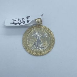 Gold Coins Style Pendant 14K New 