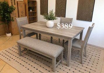 6-pc dining table set light Gray