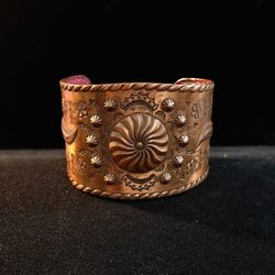 Vintage Native American Navajo Copper Thunderbird Cuff Bracelet