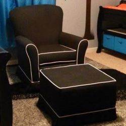 Modern Nursery Glider Rocker W Ottoman Black