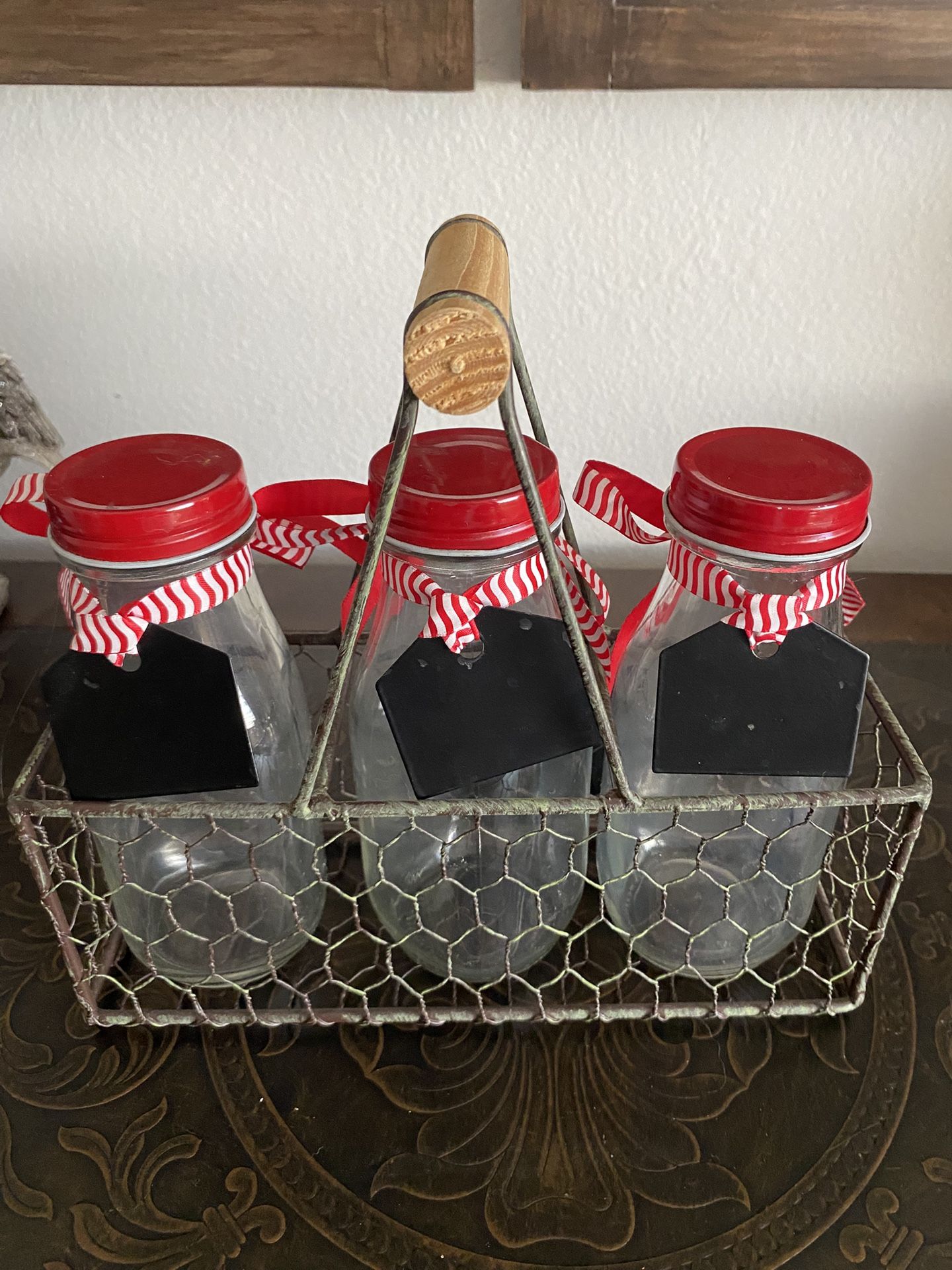 3 Glass Farmhouse Bottle Vase Decoration