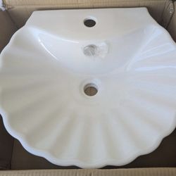 New White Shell Bathroom Sink Counter Mount 
