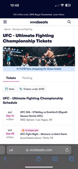 ufc tickets