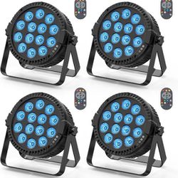 RGBW 4-in-1 LED Par Lights, 80W Stage Lights with 0-100% Dimmer Professional DMX & Remote Control Sound Actived Auto