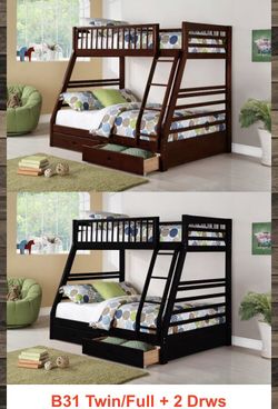 TWIN/ FULL BUNK BED WITH STORAGE DRAWERS INCLUDED NEW