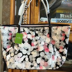 Kate Spade Cherry Terrace Festive Bubble, Vinyl Tote Bag, NEW. 