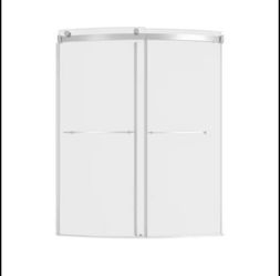 American Standard Ovation Curve 58-60 in. W x 72 in. H Sliding Frameless Barn Shower Door in Silver