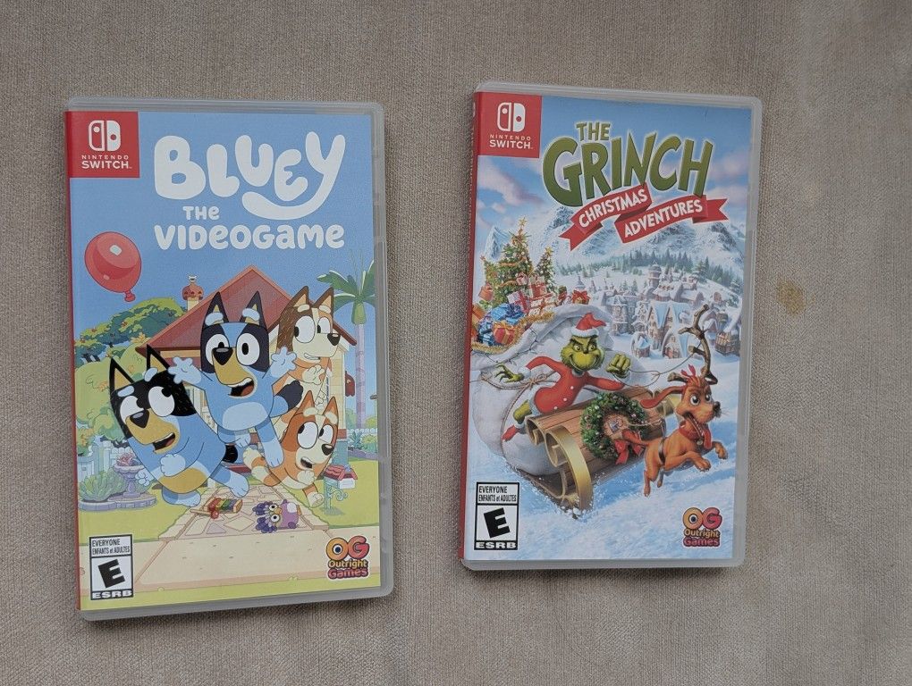 Nintendo Switch Bluey and Grinch Christmas video games