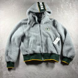Green Bay Packers Sherpa Fleece Jacket WEAR Erin Andrews Women’s S Gray NWT#1113