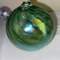 Green Mosaic Twist Ornament Blown Glass Eye Mt St Helen Christmas