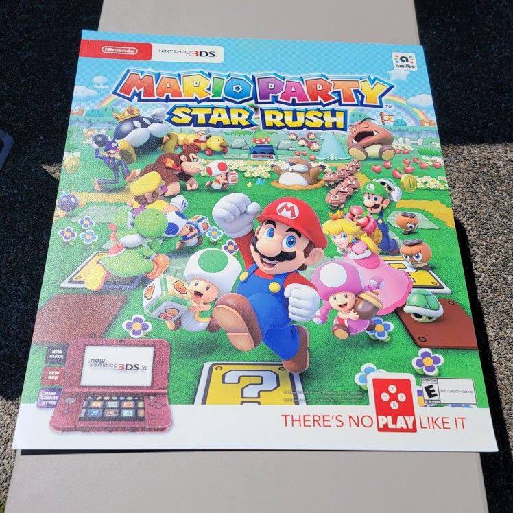 Mario Party Star Rush Nintendo 3DS Game Plastic Store Display Sign