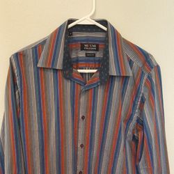 Mizumi stylish, blue stripe dress/party shirt