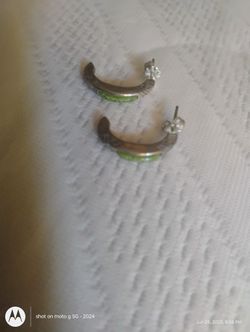 Silver Malachite Earrings Post 