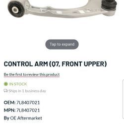 Audi replacement front upper control arm. Fits left and right sides. Please check the part number before ordering.

SKU	006342
BRAND	OE Aftermarket
