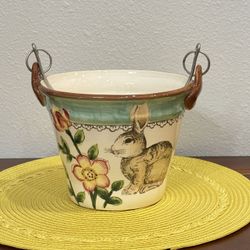 Porcelain Victorian, Bunny, Easter Bucket With Handle 