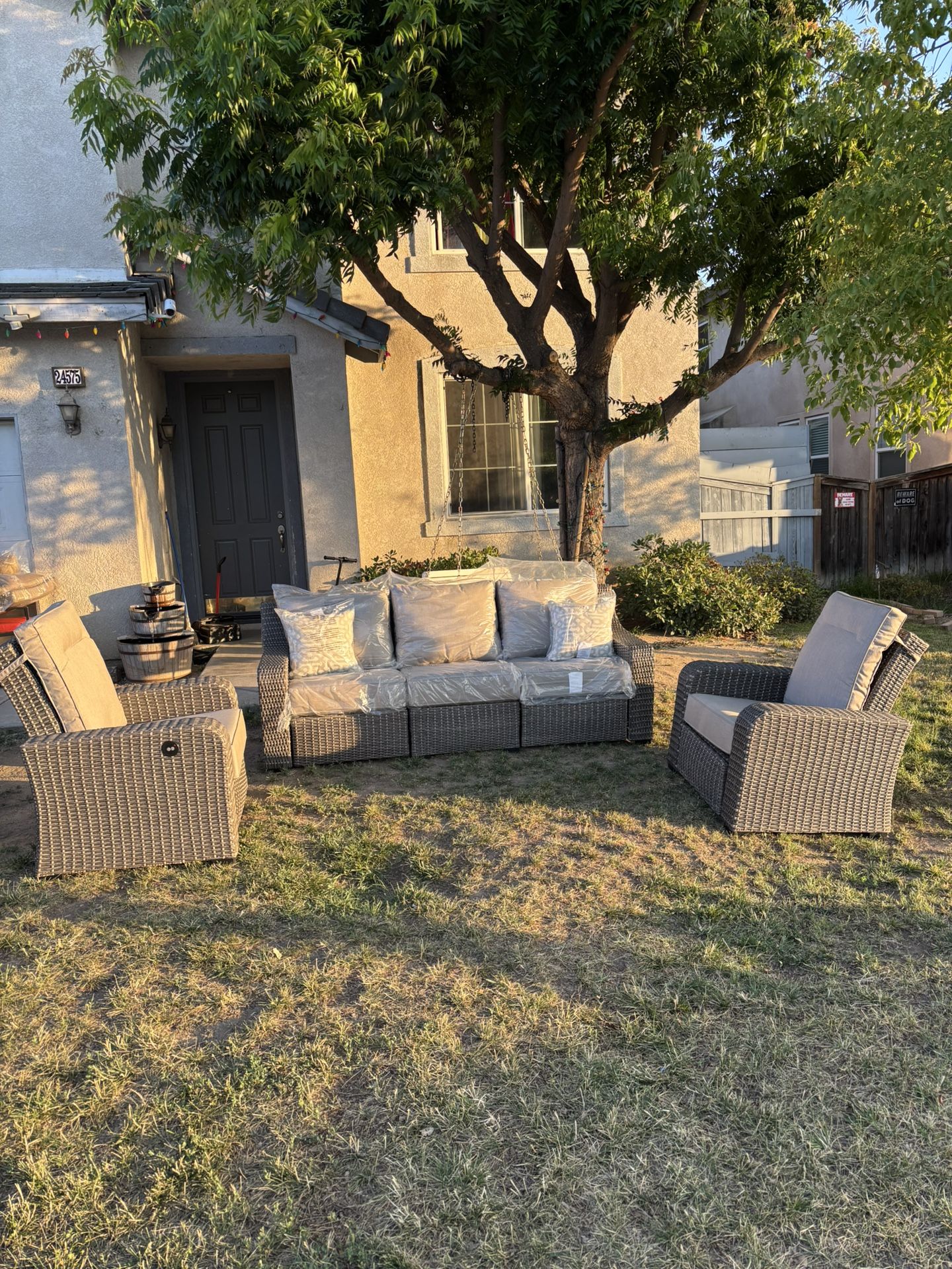 Electric Patio Recliner Set High Quality Sunbrella Cushions Big & Tall Patio Furniture Set Huge Oversized Patio Set