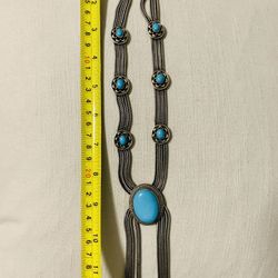 Sterling silver necklace 12” long with turquoise stones