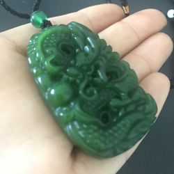 Jade Dragon Pendant Necklace 