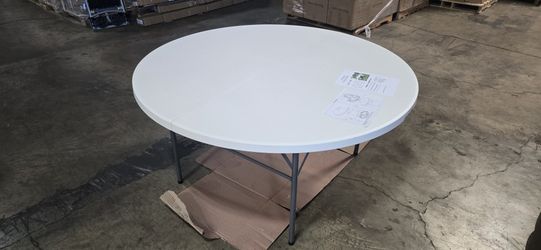 ! NEW! AWESOME! Flash Furniture Scarborough 5' Round Plastic Folding Table with Carrying Handle, Plast
