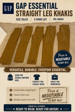Gap Essential Khakis Men’s 30x32 (5 Pair Lot)