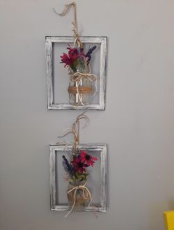 Flower frame single wall display farm style home decor w your choice of color flowers 💐