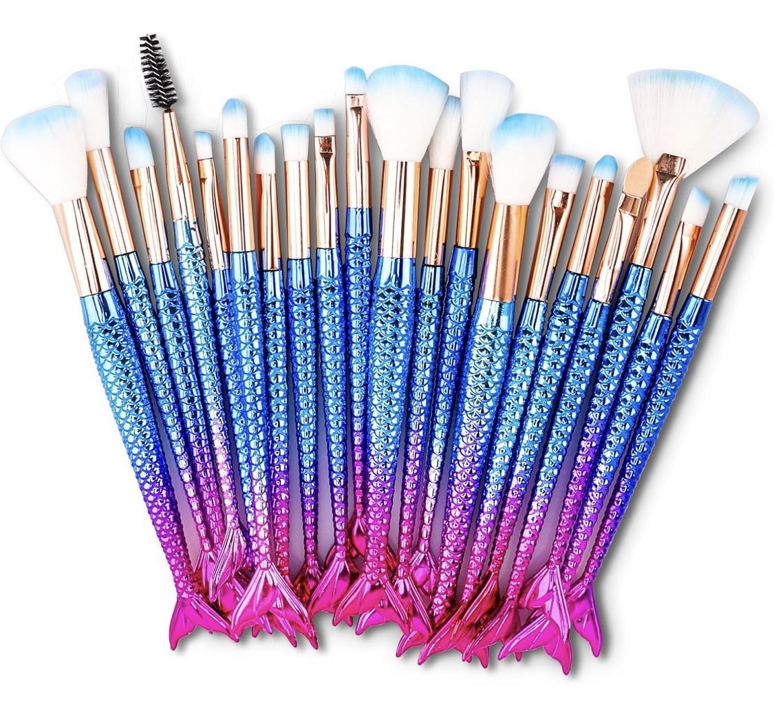 Brand New Mermaid Theme 20 Piece Makeup Brush Set