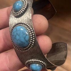 Turquoise Stone Genuine Copper Bracelet 