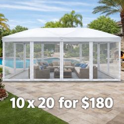 10'x20' Canopy Tent Instant Open Gazebo Pop up Canopy w/ Mosquito Netting,Carry