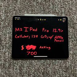 12.9in IPad Pro (6th generation/M2) with Apple Pencil