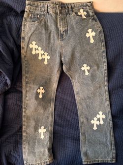 Chrome Hearts Denim Jeans with Cross Patches Sz 34