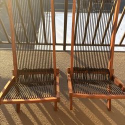 Pair Of Wooden lounge Chairs