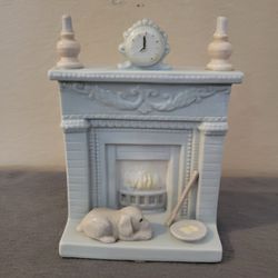 Miniature Fireplace And Puppy 
