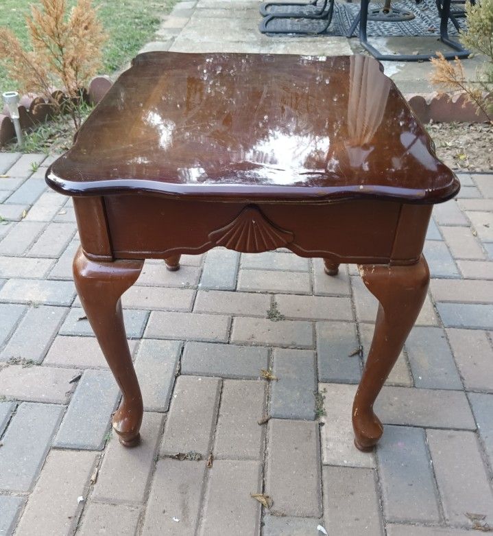 Solid Dark Wood End Table For Sale 