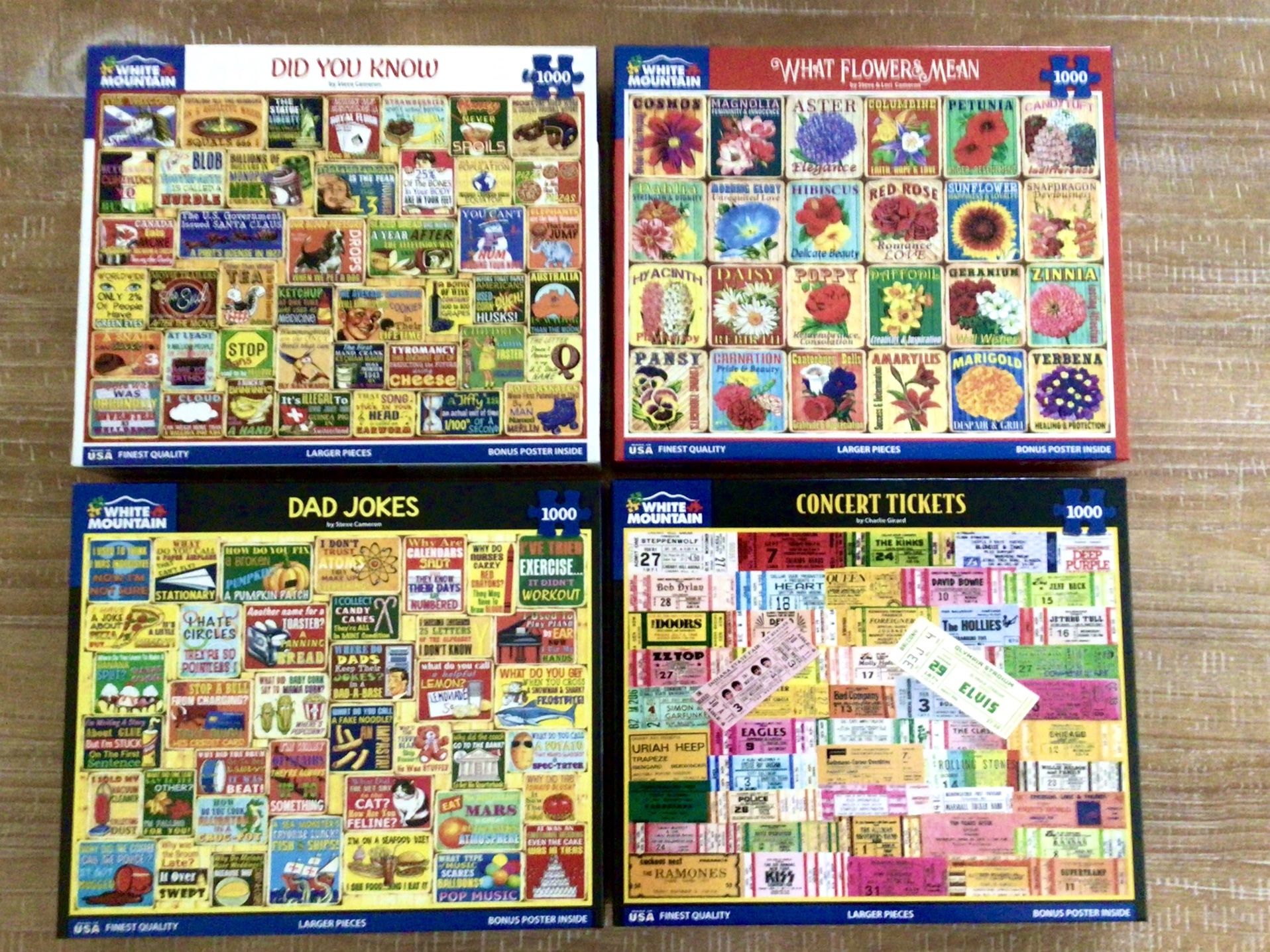 WHITE MOUNTAIN PUZZLES 1000 Pcs. - Lot Of 4 Pre-owned  - All Complete in Excellent Condition 