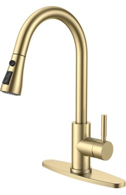 QFN Gold Kitchen Faucet with Pull Down Sprayer