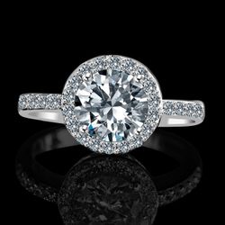 2CT intensely Radiant Round Diamond Veneer Cubic zirconia halo setting Sterling Silver Engagement/Wedding Ring 635R200