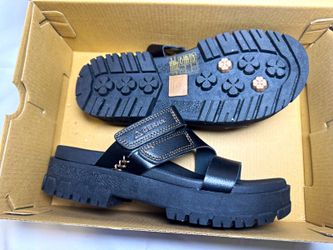 Gerry Choclo Slide Sandals Black Hook & Loop Adjustable Arch Support US 6 EU36