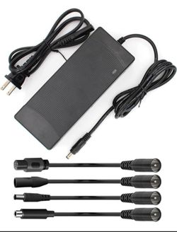 54.6V 2A Ebike Electric Scooter Charger for 48V Lithium Battery, 5 Adapter Plugs Fast Replacement Charger