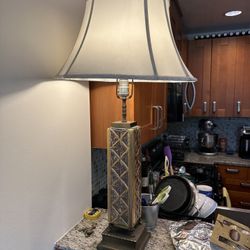 Vintage Table Lamp Glass Metal Base Room Light 