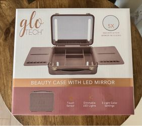 Rose Gold LED Beauty Case with 5X Magnification Mirror