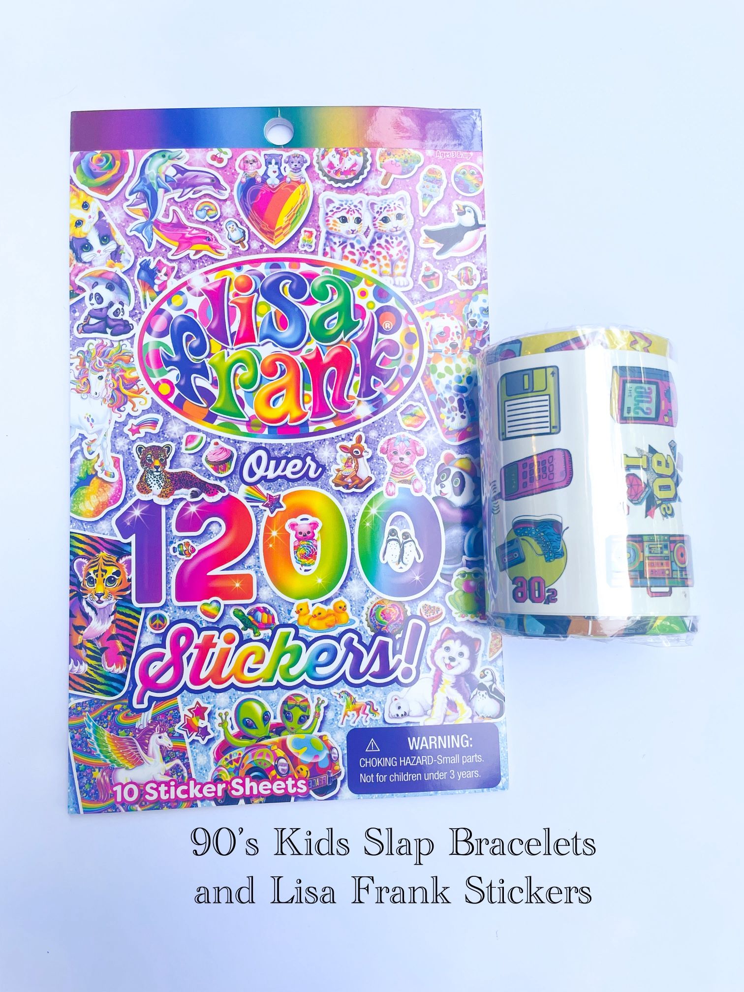 90’s Theme Party Favor Lot - Lisa Frank Stickers and Slap Bracelets - Brand New