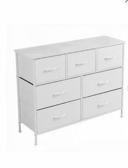 White 7-Drawer Fabric Dresser