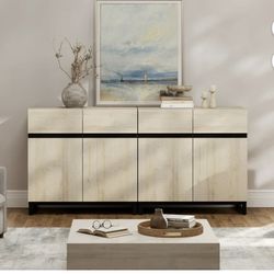 2 in 1 Multifunctional Sideboard Buffet Cabinets, Modern Sideboard with Adjustable Shelf and Metal Base, Coffee Bar Cabinet Storage Cabinet for Living
