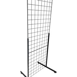 Set of 2 Metal Stand Gridwall Display 2’x7’ Sturdy Metel Wire Merchandiser Rack Floor Stand Display for Apparel Bag