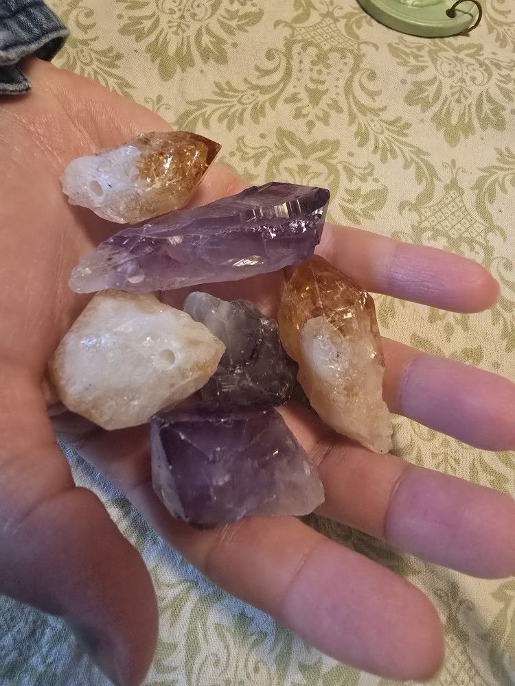 Crystal Amethyst Citrine Point With Drilled Hole