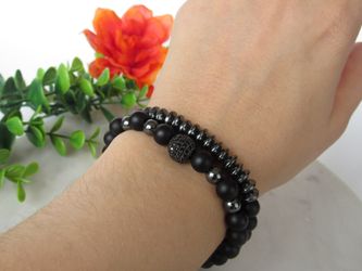 2pc/sets beads Natural stone Bracelets Micro Pave CZ Ball Charms