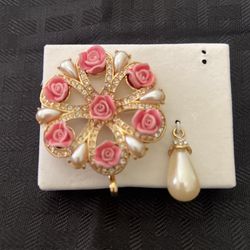 Brooch  Rhinestones & Roses