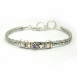 .925 sterling silver and 18kt handcrafted PS Amethyst bracelet